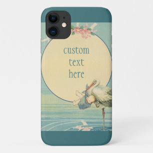 Case-Mate iPhone Case Cigogne vintage portant un bébé garçon dans une co
