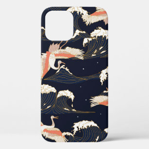 Case-Mate iPhone Case cigognes japonaises en style vintage sur fond vert