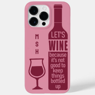 Coque Pour Pour iPhone 14 Pro Max Citation de vin drôle Monogramme personnalisé