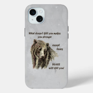 Coque iPhone 15 Mini Citation drôle De Motivational Les ours vous tuent