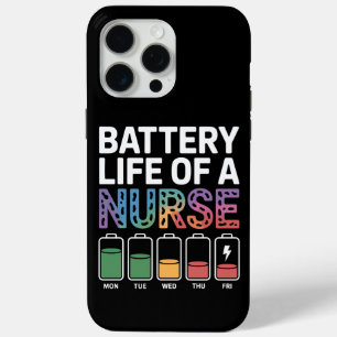 Coque iPhone 15 Pro Max Citation drôle sur la vie de batterie d'infirmière