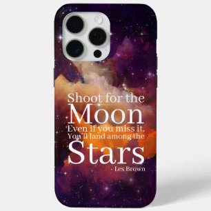 Coque iPhone 15 Pro Max Citation Inspirante de Nebula violette orange