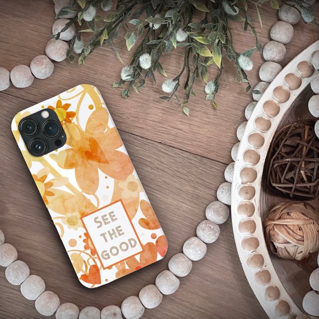 Coques Case-Mate iPhone Citation Moderne Orange Floral Personnalisable (Créateur téléchargé)