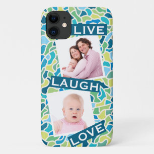 Case-Mate iPhone Case Citation photo personnalisée en mosaïque bleue v