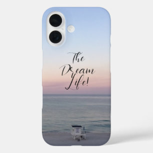 Coque Pour iPhone 16 Citation Vie de Rêve Couleur Lever de Soleil Océan