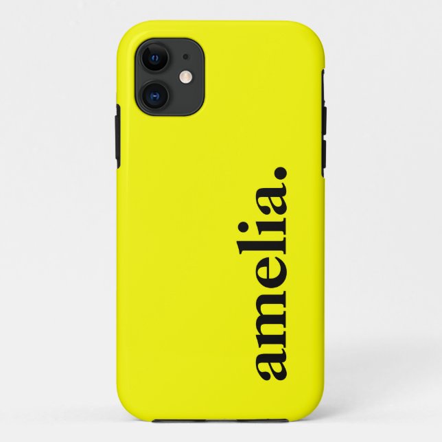 Coques Case-Mate iPhone Citron jaune uni couleur Nom élégant (Dos)