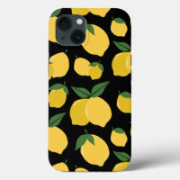 Citron Motif Fruit Rétro Jaune sur Noir