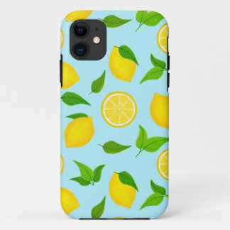 Case-Mate iPhone Case Citrons jaunes d'été avec Motif bleu doux