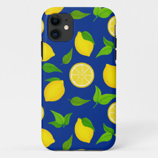 Case-Mate iPhone Case Citrons jaunes d'été avec Motif bleu royal