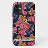 Citrouille de la marine d'automne Feuilles aquarel