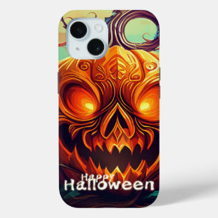 Coque Pour iPhone 15 Citrouille d'Halloween aux Yeux Brûlants Art