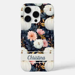 Coques iPhone 16 Pro Citrouille élégant et fleurs tombent motif
