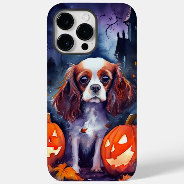 Coques Case-Mate iPhone Citrouilles Cavalier King Charles Spaniel Hallowee (Verso)