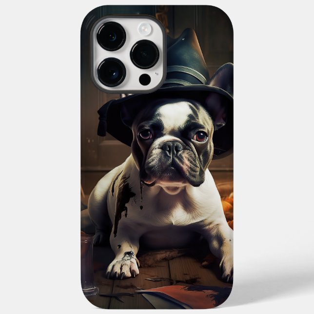 Coques Case-Mate iPhone Citrouilles d'Halloween effrayantes de Bouledogues (Verso)