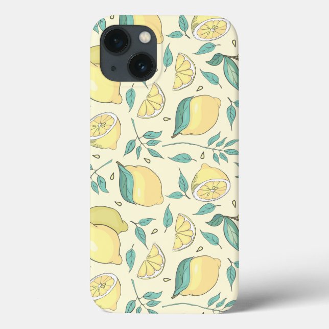 Coques Case-Mate iPhone Citrus de citron moderne jaune d'été Personnalisé (Verso)