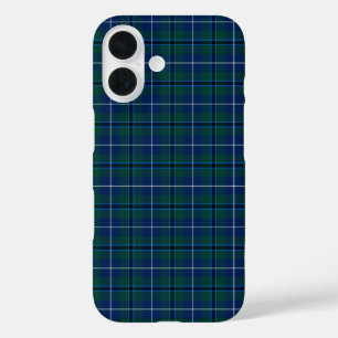 Coques iPhone 16 Clan Douglas Tartan Royal Blue et Green Plaid