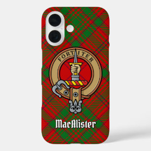 Coque Pour iPhone 16 Clan MacAlister Crest sur Glenbarr Tartan