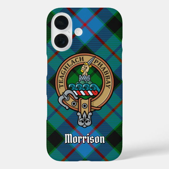 Coques Case-Mate iPhone Clan Morrison Crest sur la chasse Tartan (Verso)