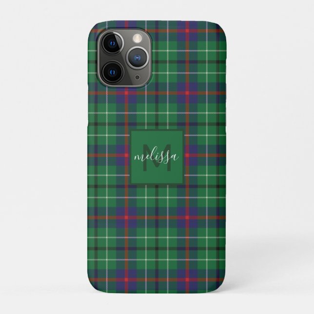 Coques Case-Mate iPhone Clan Plaid Duncan Tartan Monogramme personnalisé (Dos)