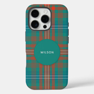 Coques iPhone 16 Pro Clan Plaid Wilson Turquoise Rustique Tartan