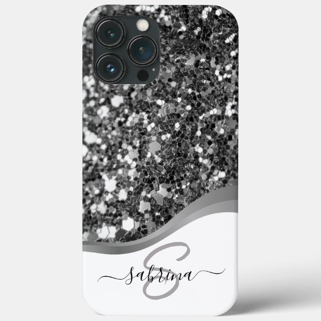Coques Case-Mate iPhone Classé Elegant Black Silver Parties scintillant No (Verso)