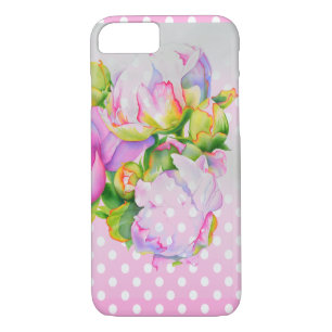 Coque Case-Mate Pour iPhone Classic élégant rose poony à petits pois floral