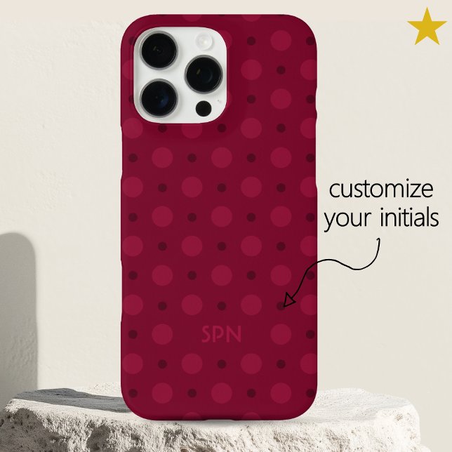 Coques Case-Mate iPhone Classic Fuchsia Pink Dots Custom Name Initials (Créateur téléchargé)