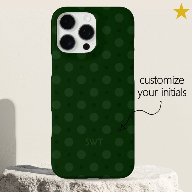 Coques Case-Mate iPhone Classic Green Dots Custom Name Initials (Créateur téléchargé)