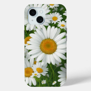 Coque Pour iPhone 15 Classic marguerite motif blanc champs fleuris verd