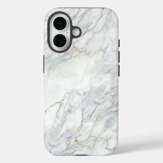 Coque Pour iPhone 16 Classic White Marble & Gold Veins Case | iPhone 16