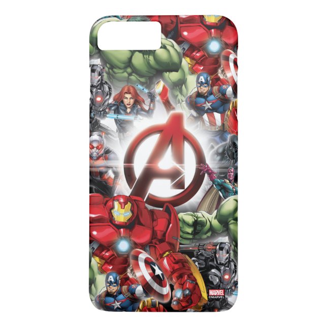 Coques Case-Mate iPhone Classique Avengers | Groupe Avengers Logo Glown (Dos)