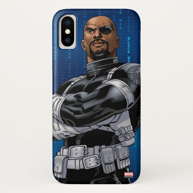 Coques Case-Mate iPhone Classique Avengers | Nick Fury Bras Croisés (Dos)