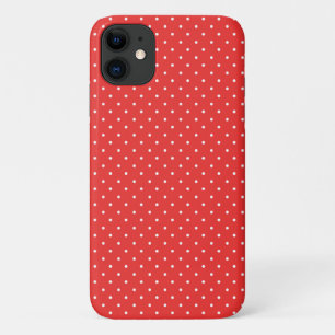 Coque iPhone 11 Classique Elegant Poppy Pois rouge et blanc