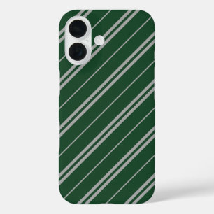 Coque Pour iPhone 16 Classique Green Grey Stripes Motif
