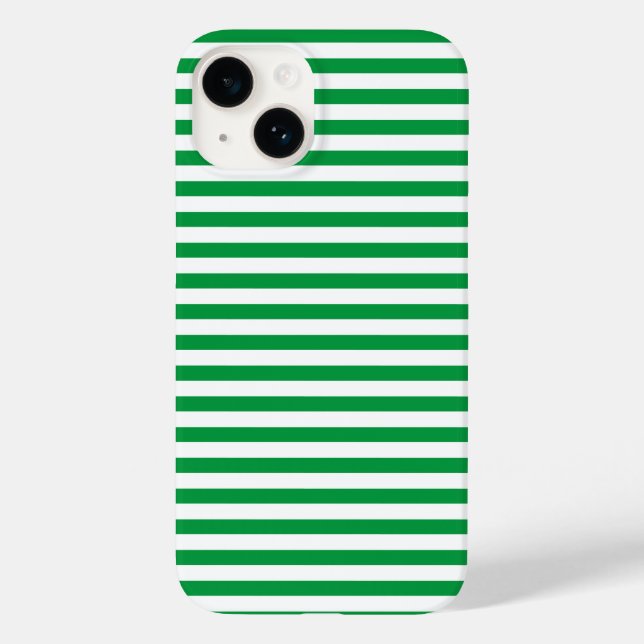 Coques Case-Mate iPhone Classique moderne vert et blanc rayé (Verso)