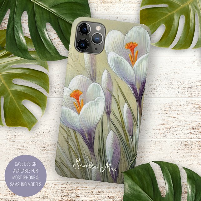 Coques Case-Mate iPhone Classy Chic Crocuses Beaux Art Dessin Botanique (Créateur téléchargé)