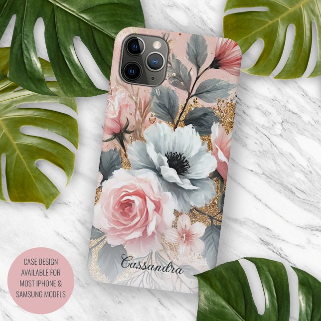 Coques Case-Mate iPhone Classy Chic Rose Beaux-Art Botanique Peinture (Créateur téléchargé)