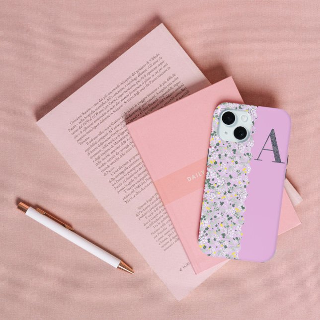Coques Case-Mate iPhone Classy Pretty MONOGRAM A LILAC FLEURS (Créateur téléchargé)