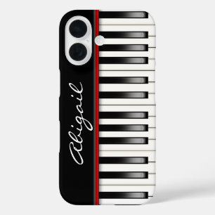 Coque Pour iPhone 16 Clavier de piano avec nom personnalisé