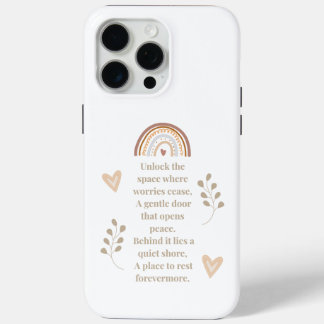 Coque iPhone 15 Pro Max Clé de la sacoche Serenity - Poème Inspirant De