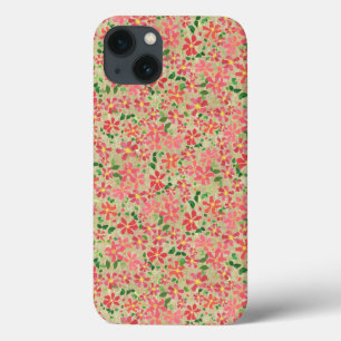 iPhone 13 Case Clematis rose, rouge, Orange motif floral sur la f