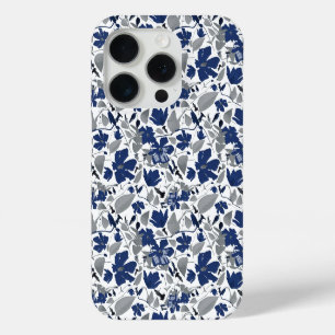 Coque iPhone 15 Pro Clematis Vine Bleu Aquarelle Florale