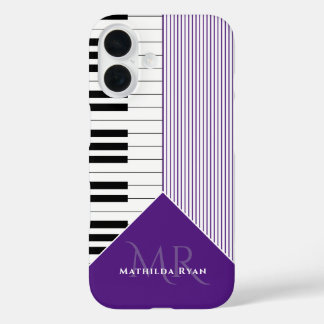 Coque Pour iPhone 16 Clés de piano classiques | royal violet