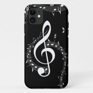 Case-Mate iPhone Case Climacic G Clef Musique blanche sur le noir