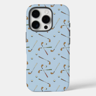 Coques iPhone 16 Pro Club de golf moderne Ball Motif bleu clair