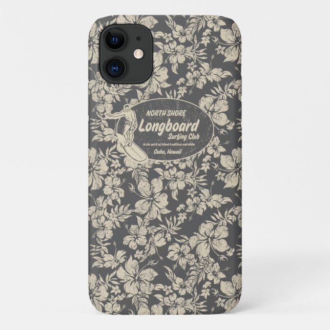 Coques Case-Mate iPhone Club Surf Longboard Logo et Hibiscus Hawaiian (Dos)