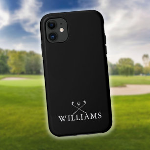 Case-Mate iPhone Case Clubs de golf personnalisés au nom en noir et blan