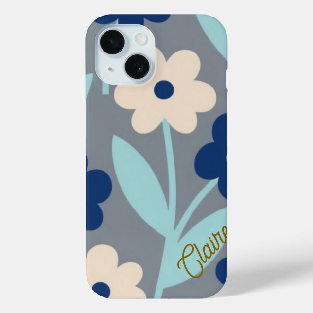 Coques Case-Mate iPhone Coastal Calm Florals | Indigo & Turquoise pattern (Verso)