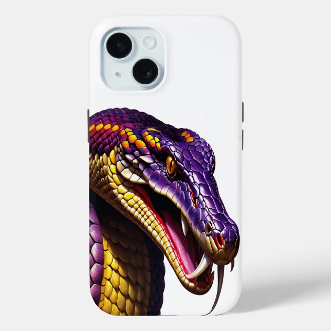 Coques Case-Mate iPhone Cobra serpent avec des écailles violettes et jaune (Verso)