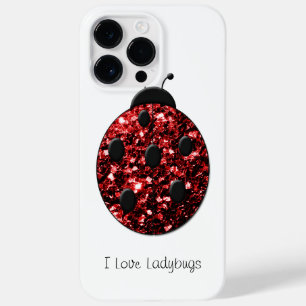 Coque Pour Pour iPhone 14 Pro Max Coccinelle rouge foncé faux paillettes étincelles